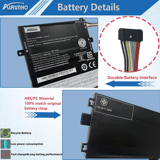Batería de Repuesto L18C3PF6 para Lenovo IdeaPad S340 15IWL 15IML 15API S340 14API 14IIL 14IWL - AURUNHO 3