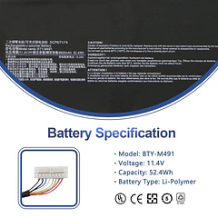 Batería de Repuesto BTY-M491 para MSI Modern 15 A10M A10RD A11M A4M Series - ANTIEE