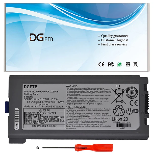 Batería de Repuesto PG06XL para Panasonic Toughbook CF-30 CF-31 CF-53 Series CF-VZSU46S CF-VZSU46U CF-VZSU46R CF-VZSU46AU - DGFTB 1