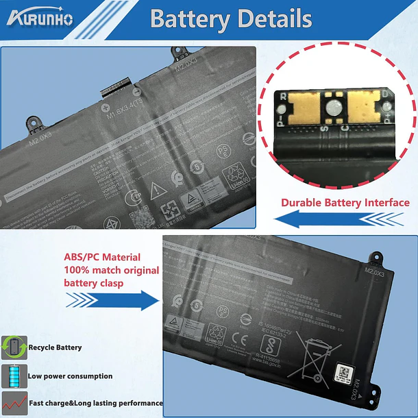 Batería de Repuesto JPFMR para Dell Inspiron 14 3420 Dell Latitude 7320 Detachable T04H T04H001 - AURUNHO 3