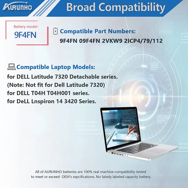 Batería de Repuesto JPFMR para Dell Inspiron 14 3420 Dell Latitude 7320 Detachable T04H T04H001 - AURUNHO 5