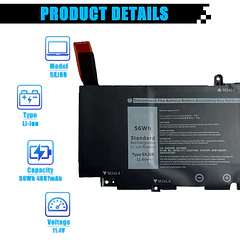 Batería de Repuesto para Dell XPS 17 9700 9710 9720 9730 Precision 5750 5760 - AOMKA