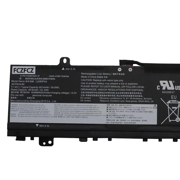 Batería de Repuesto L22B3PA4 para Lenovo deaPad Slim 5-14ABR8 5-14IAH8 5-14IRL8 5-16ABR8 5-16IAH8 5-16IRL8 Series - FCZFCZ 2
