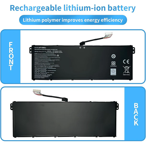 Batería de Repuesto BP02XL para Acer Aspire 1 A114-31 A114-31-C4HH A114-31-C5GM 3 A314-31 A315-21 A315-51 - HBFVG 5