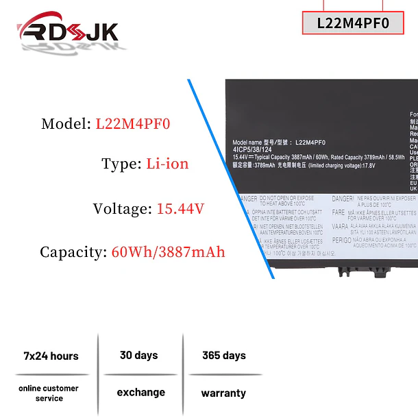 Batería de Repuesto C22N2107 para Lenovo Yoga Slim 6-14APU8 6-14IAP8 6-14IRP8 6-14IRH8 7-14IMH9 7-14IRP8 Series 2