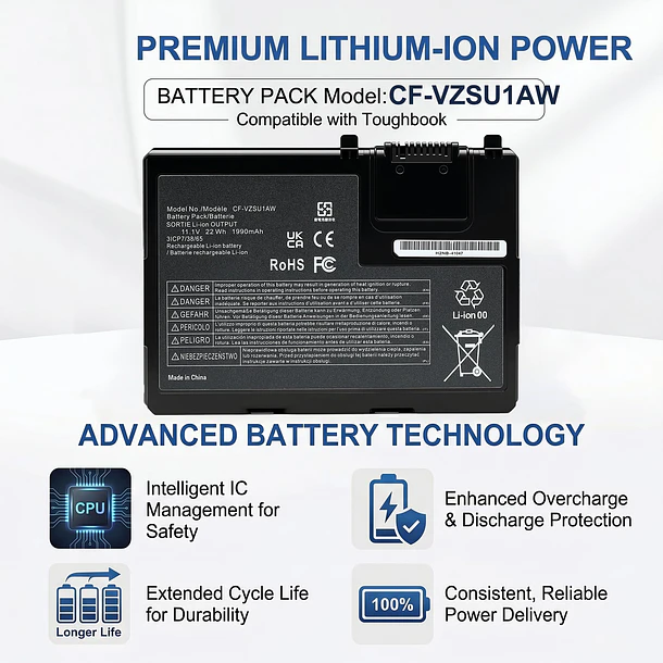 Batería de Repuesto CF-VZSU1AW01 para Panasonic Toughbook CF-33 Series Compatible with CF-33MK1 CF-VZSU1AR CF-VZSU1AJS CF-VZSU1BW - Mozzoom 5