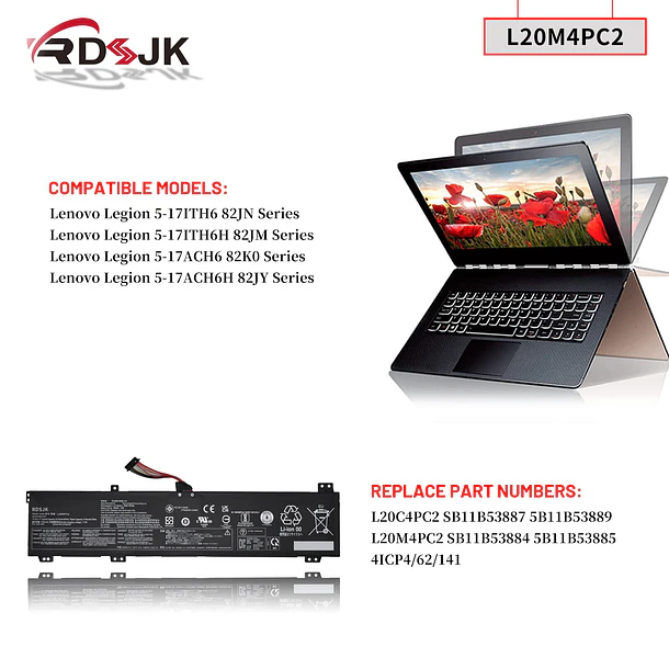 Batería de Repuesto SS03XL para Lenovo Legion 5-17ITH6 82JN 5-17ITH6H 82JM 5-17ACH6 82K0 5-17ACH6H 82JY - RDSJK 3