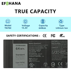 Batería de Repuesto TN70C para Dell Inspiron 3510 3515 5310 5410 5510 Latitude 3320 3420 - EFOHANA