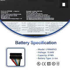 Batería de Repuesto L19M4PH3 para Lenovo Ideapad Yoga Slim 7 Pro-14ARH5