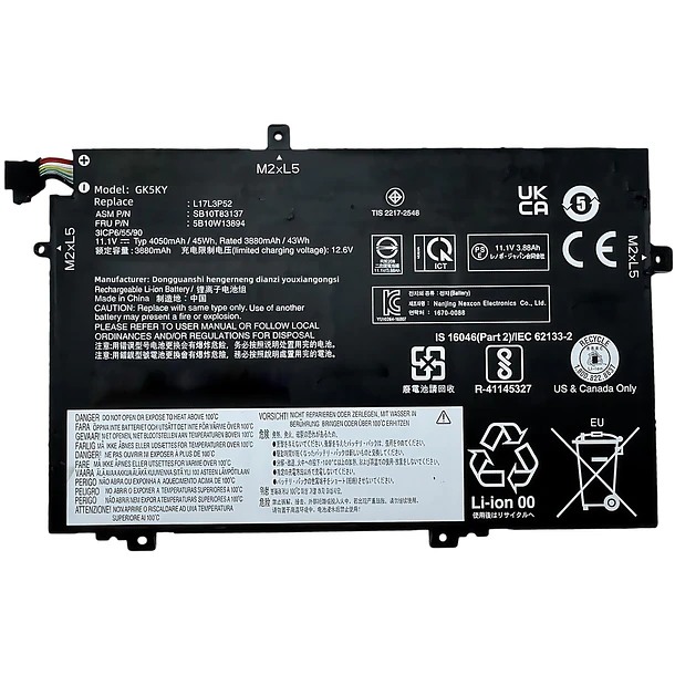 Batería de Repuesto GK5KY para Lenovo for ThinkPad L480 L490 L580 L590 / for ThinkPad 1
