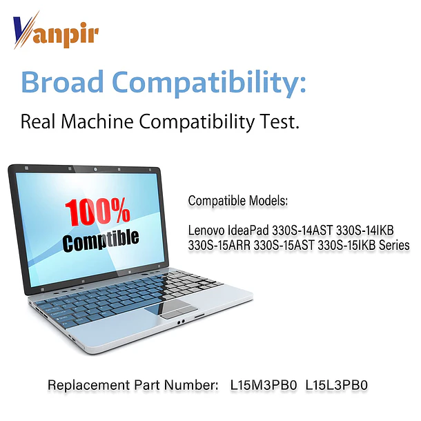 Batería de Repuesto L15M3PB0 para Lenovo IdeaPad 330S-14AST 330S-14IKB 330S-15ARR 330S-15AST 330S-15IKB Series Notebook L15L3PB0 - VANPIR 5