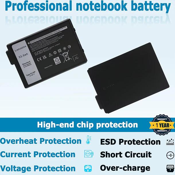 Batería de Repuesto XVJNP para Dell Latitude 5430 7330 Rugged Extreme P148G P148G001 P149G P149G001 - LAQUEENA XVJNP 3