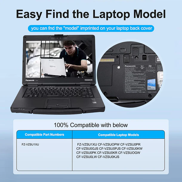Batería de Repuesto CF-VZSU0PW para Pan-asonic Toughbook 40 Batteries 10.8V - Bituoer 6