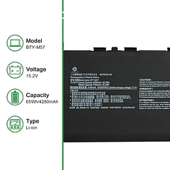 Batería de Repuesto BTY-M57 para MSI GP76 GP66 Leopard Vector GP66 GP76 GP76HX Series Notebook - JIAZIJIA