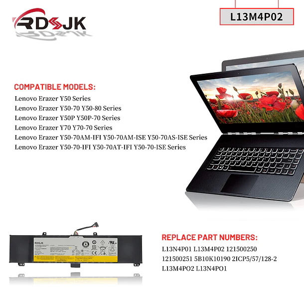 Batería de Repuesto L13M4P02 para Lenovo Erazer Y50 Y50-70 Y50-80 Y50P Y50P-70 Y70 Y70-70 Y50-70-ISE 3