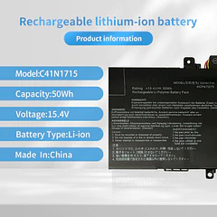 Batería de Repuesto C41N1715 para Asus Zenbook 13 UX331UA UX331UA-1A UX331UA-1E UX331UN UX331FN U3100FN U3100UN - Hubei