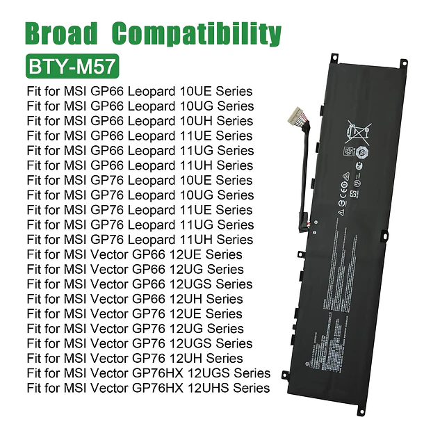 Batería de Repuesto BTY-M57 para MSI GP76 GP66 Leopard Vector GP66 GP76 GP76HX Series Notebook - JIAZIJIA 5