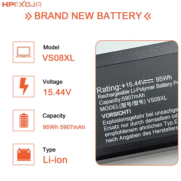Batería de Repuesto VS08XL para HP ZBook Fury 16 G9 Mobile Workstation Fury 16 G11 - HPXXDJA 2