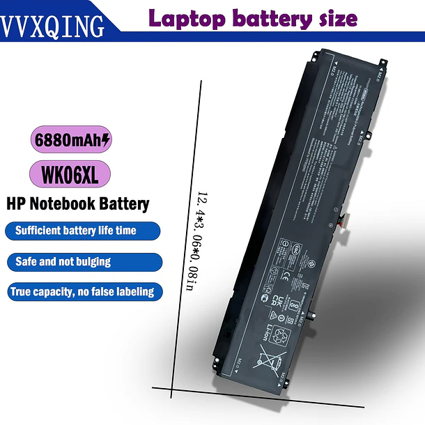 Batería de Repuesto WK06XL para HP Omen 16-b0xxx 16-b0000TX 16-B0047TX 16-C0167AX Omen 7 Plus 17-ck0xxx - VVXQING 6