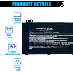 Batería de Repuesto para Acer Nitro 5 AN517-55 Helios 300 PH317-56 PH315-54-55 PH315-55-75K6 PH315-55-78LF - AOMKA