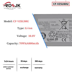 Batería de Repuesto CF-VZSU46 para Panasonic Toughbook CF-C2 CF-C2AECCHCE Tablet PC CFC2 Series 10.8V 70Wh - RDSJ