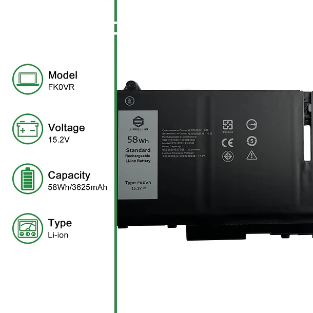 Batería de Repuesto FK0VR para Dell Latitude 5330 5430 5530 7330 7430 7530 Precision 3570 - JIAZIJIA 2