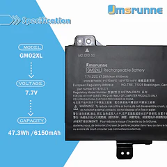Batería de Repuesto gm02xl para HP Chromebook X360 14A 14-DB 11 G8 G7 G1 G2 - Jmsrunne