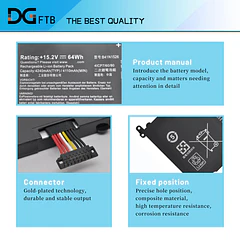 Batería de Repuesto B41N1526 para ASUS ROG Strix GL502V GL502VT GL502VM S5 S5VT6700 GL502VT-BSI7N27 0B200-01940000 - DGTEC