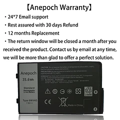 Batería de Repuesto 6WVHD para Dell Latitude 7230 Rugged Extreme Tablet T06H T06H001 Series Notebook - Anepoch