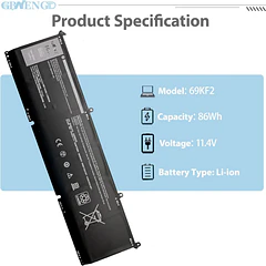 Batería de Repuesto JPFMR para Dell G7 15 7500 G15 5510 5511 5520 XPS 15 - GBNENGTD