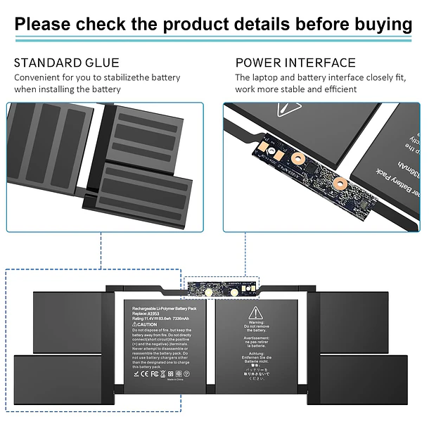 Batería de Repuesto A1953 para MacBook Pro 15 Inch A1990 (Mid 2018 2019) EMC 3215 - BNDeluxe 5