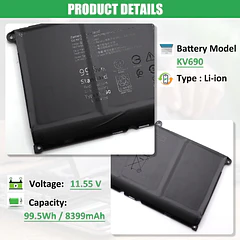 Batería de Repuesto KV690 para Dell Precision 5680 Precision 5690 Series Notebook 6D2HW 06D2HW WPYCV - RHKRKQN