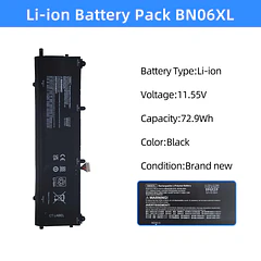 Batería de Repuesto BN06XL para HP Spectre X360 15-EB0000 Series 15-EB0043DX 15-EB1043DX 15-EB0053DX 15-EB0005UR 15-EB0005NI - NBULBL