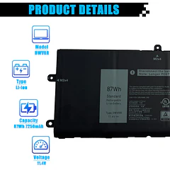 Batería de Repuesto para Dell Inspiron 16 7620 2-in-1 / Alienware x15 R1 /
