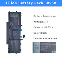 Batería de Repuesto 3VV58 para Dell Latitude 9420 9430 Series Notebook GHJC5 3VV58 [7.7V 39.7Wh] - NBULBL
