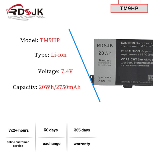 Batería de Repuesto TM9HP para Dell Latitude 13 7350 Latitude 13 7350 Keyboard Dock FRVYX - RDSJ 2