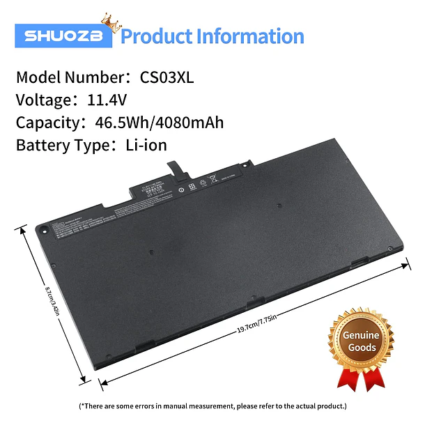Batería de Repuesto CS03XL para HP Elitebook 745 755 840 850 G3 G4 Series 15u - SHUO.Z.B 3