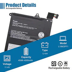 Batería de Repuesto L19M3PF1 para Lenovo ThinkBook 15-IML 15-IIL 14-IML 14-IIL Series L19M3PF9 L19C3PF9 L19M3PF2 - VANPIR
