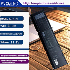 Batería de Repuesto 69kf2 para Dell Precision 5550 5560 XPS 15 9510 9500 Alienware M15 - VVXQING
