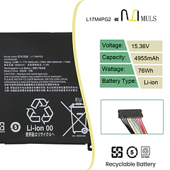 Batería de Repuesto L17M4PG2 para Lenovo Legion Y730-17 Y740-17 Y730-17ICH - MULS