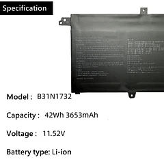 Batería de Repuesto B31N1732 para Asus VivoBook S14 S430FA S430FN K430FN K430UF R430FA R430FN S4300UF - HCSK