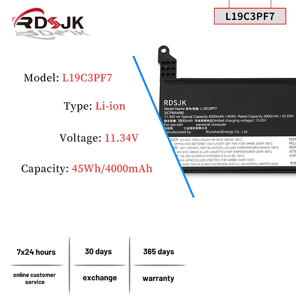 Batería de Repuesto L17M3PG1 para Lenovo IdeaPad 3-14ADA05 3-14ARE05 3-14IIL05 3-14IML05 3-15ARE05 3-15IIL05 3-15IML05 Series - RDSJK 2
