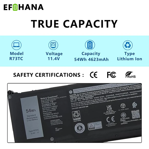 Batería de Repuesto R73TC para Dell Latitude 3340 3440 3450 3540 5350 5440 5450 5540 - EFOHANA 2