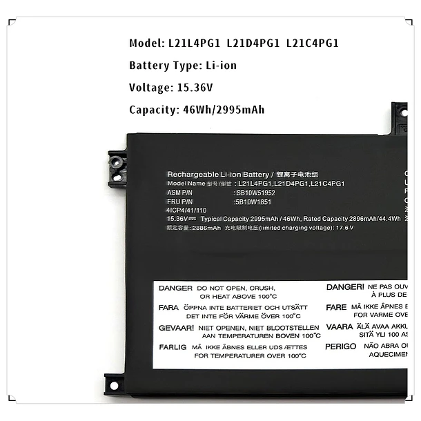 Batería de Repuesto L21C4PG1 para Lenovo ThinkPad L13 Yoga Gen 3 2022 Yoga Gen 3 - Yafda 4