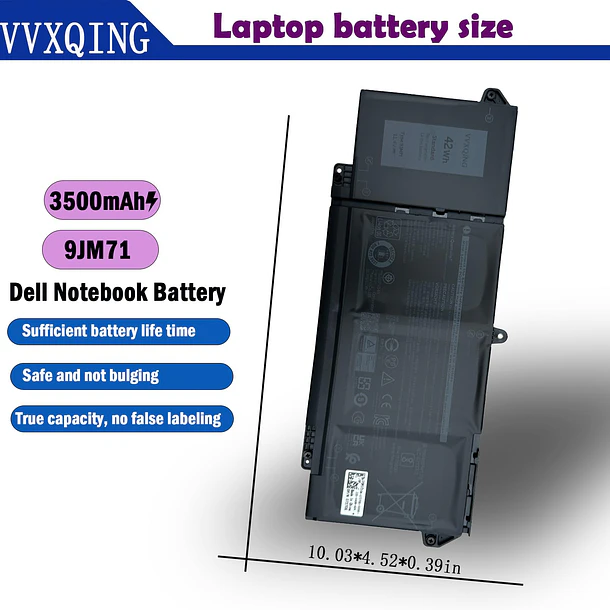 Batería de Repuesto 91M71 para Dell Latitude 5320 7320 7420 7520 Latitude 5320 2-in-1/7320 2-in-1/7420 - VVXQING 6