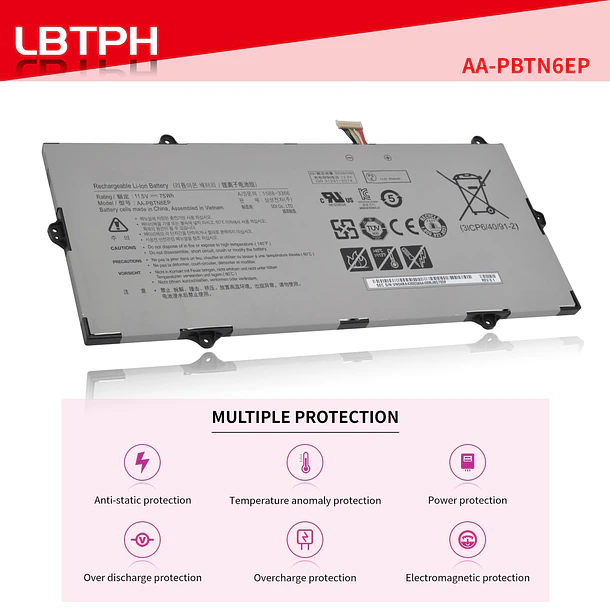 Batería de Repuesto AA-PBTN4LR para Samsung 900X5T 900X5T-X01 900X5T-X02 900X5T-X05 900X5T-X78L Notebook 9 2018 NP900X5T - LBTECH 5