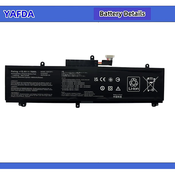 Batería de Repuesto C41N1837 para ASUS ROG Zephyrus S G15 GA501I GA502 GA502DU GA502GU GU502DU - Yafda 2