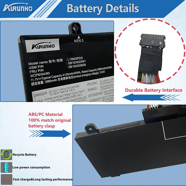 Batería de Repuesto L19M3PD5 para Lenovo ThinkPad 2022 E15 E14 4th Gen 2021 E15 E14 - AURUNHO 3