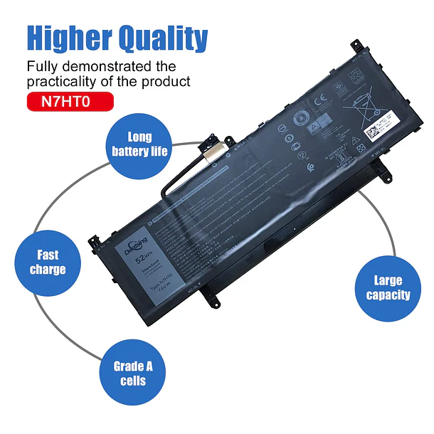 Batería de Repuesto N7HT0 para Dell Latitude 9510 2-in-1 Series Notebook 08NFC7 N2NLL N7HTO 0PKW00 - Dentsing 4