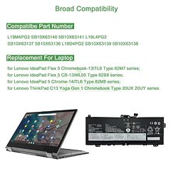 Batería de Repuesto L19L4PG2 para Lenovo ThinkPad C13 Yoga 1st Gen Chromebook Series, IdeaPad Flex - HJTPOWER